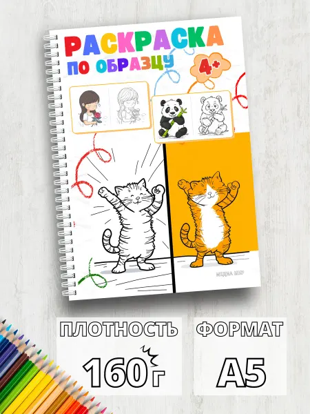 Медиа Мир Раскраска с примерами для детей на пружинке с образцом А5