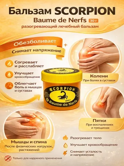 Разогревающий бальзам Scorpion Baume de Nerfs, 30 г
