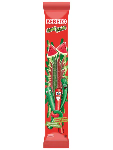 BEBETO Мармелад жевательный Sour Sticks арбуз, 30г