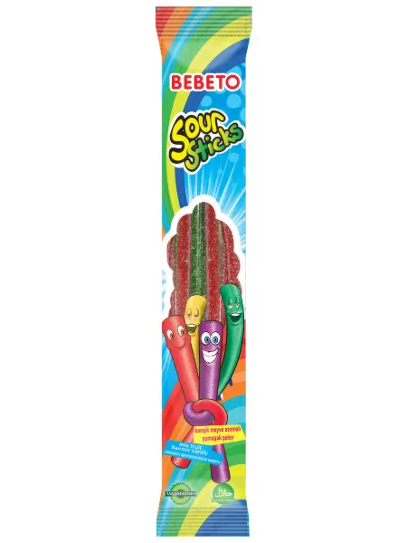 BEBETO Мармелад жевательный Sour Sticks Тутти-фрутти, 30г