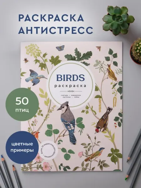 ЖЁЛУДЬ Раскраска антистресс для взрослых и детей Птицы