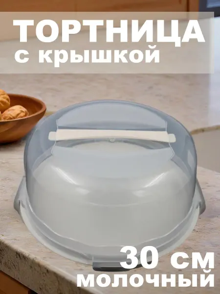DDSTYLE Тортница круглая с крышкой 30 см пластиковая