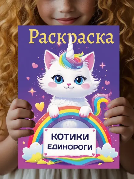 Раскраска для девочек Котики Единороги