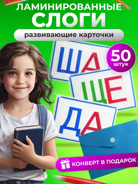 Узнавайкин Развивающие карточки для детей слоги
