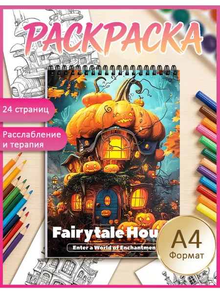 Раскраска-антистресс «Тыквенный домик»丨Расслабление