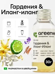 Greenwax Отдушка "Гардения & Иланг-иланг" для свечей и диффузоров, 30 г