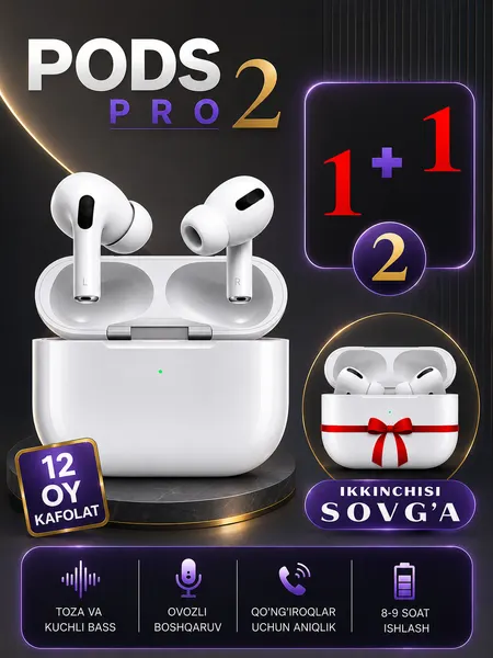 Беспроводные Bluetooth наушники AirPods Pro, Pro 2 для Iphone и Android 1+1