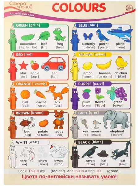 Издательство Сфера Плакат по английскому языку А3 Colours Цвета