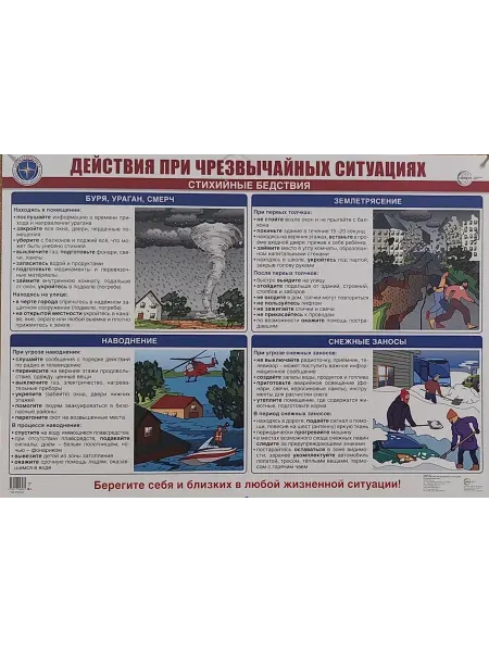 Издательство Сфера Плакат А2 Стихийные бедствия. Действия при ЧС