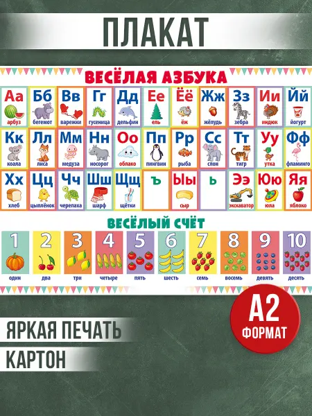 ТМ открытая планета Плакат обучающий развивающий Азбука и счет