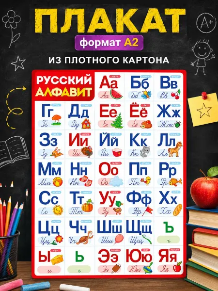 ТМ Империя поздравлений Обучающий плакат алфавит русский на стену в школу