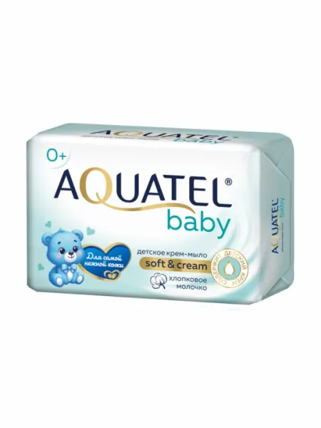 Крем-мыло твердое "AQUATEL Baby" хлопковое молочко 4*75 г, 300 г