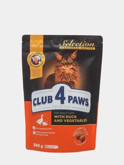 Сухой корм для кошек CLUB 4 PAWS Selection, пауч утка с овощами, 300 г