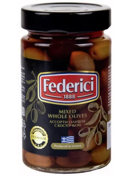 Оливки Federici ассорти с косточкой, 300 г