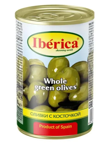 Оливки зеленые Iberica с косточкой в рассоле, 300