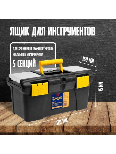 Тундра Пластиковый ящик для инструмента с органайзерами 320х175х160