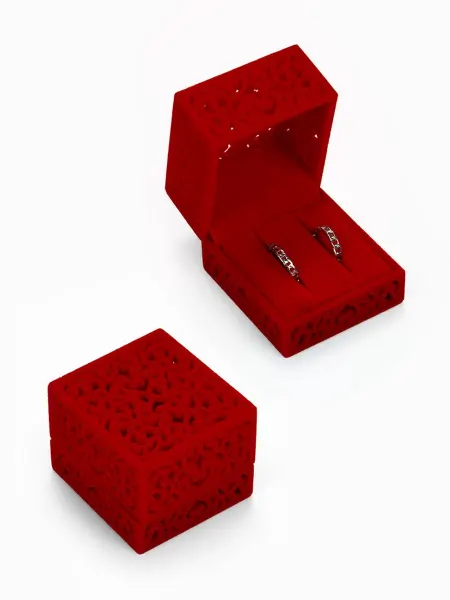 Zeriazor Футляр для колец и серег бархатный красный 5.5х6.5 см