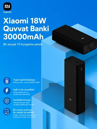 Power bank,Внешние аккумуляторы XIAOMI 30000 Mah Type-C, USB, быстрая зарядка