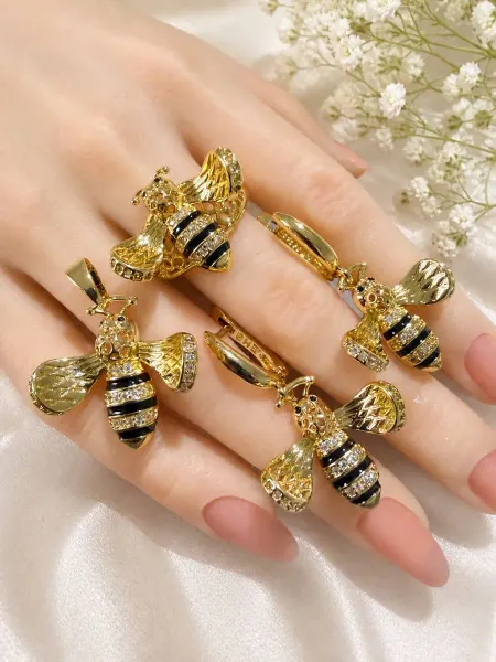 XUPING BIJOU Комплект украшений пчела женский серьги, кольцо, кулон