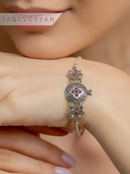 TADEVOSYAN BRAND Браслет с гранатом женский, армянский браслет