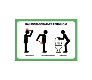 Табличка "Как пользоваться ёршиком" (300х200мм)