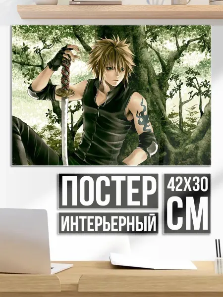 Плакат постер Аниме воин с мечом