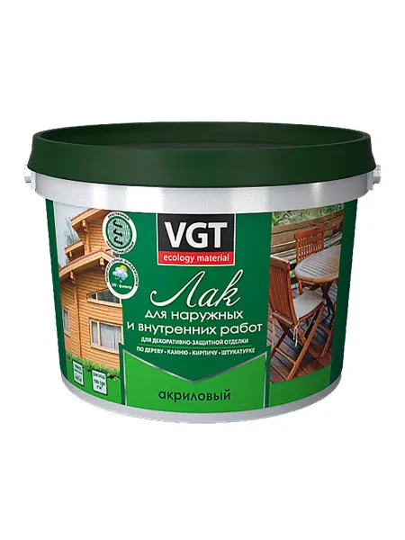 VGT Лак акриловый глянцевый прозрачный для дерева 0,9 кг