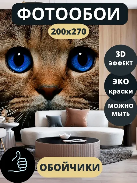 Обойчики Фотообои Животные Кот в зал прихожую детскую 200х270
