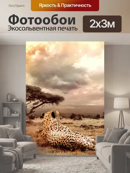 LotsPrints Фотообои "Гепард, большой кот, дикой природы" 2x3м
