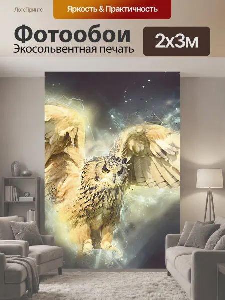 LotsPrints Фотообои "Животные, птица, сова" 2x3м