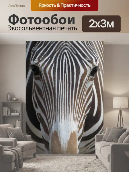 LotsPrints Фотообои "Зебра Зебра крупным планом зебра макрос." 2x3м