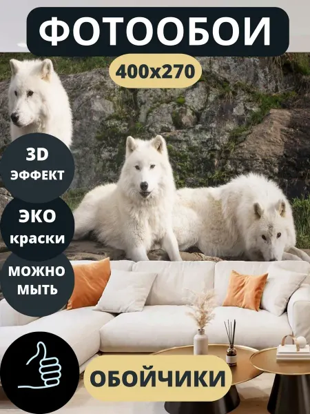 Обойчики Фотообои Животные Волки в прихожую спальню кухню 400х270