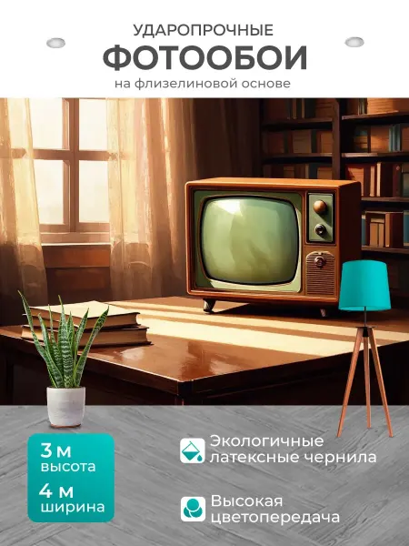LotsPrints Фотообои "Ретро-телевизор с деревянной рамкой." 4x3м