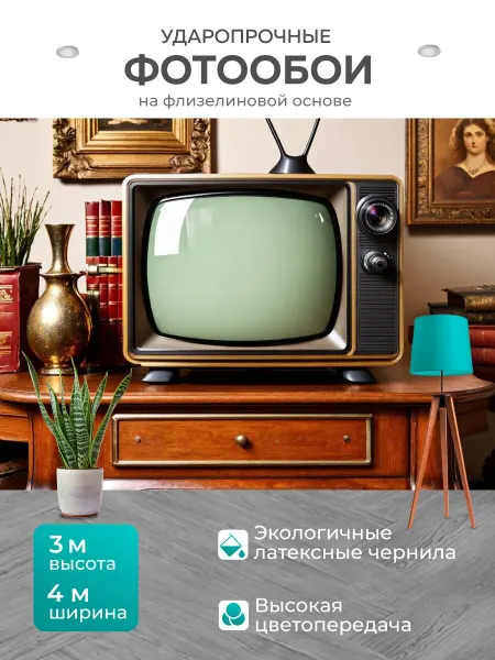 LotsPrints Фотообои "Телевизор с ретро-дизайном, стоящий на." 4x3м