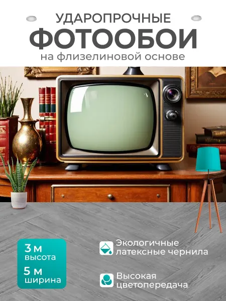 LotsPrints Фотообои "Телевизор с ретро-дизайном, стоящий на." 5x3м