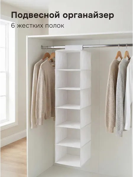 ЕММЕТ Органайзер подвесной для хранения вещей, 30х30х125 см