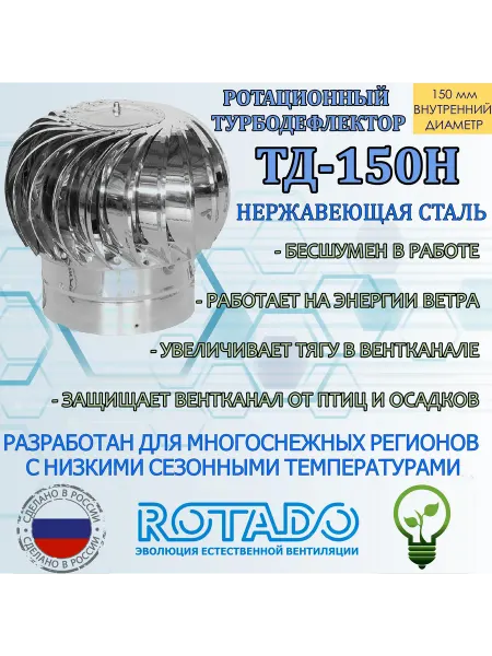 ROTADO ТД-150 Нерж. Турбодефлектор из нержавеющей стали