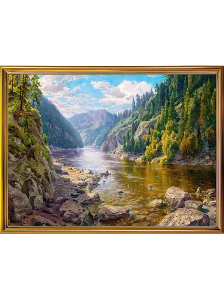 Русская Коллекция. Картина "Горная речка", 30х40 см, Арт. БС39-30х40