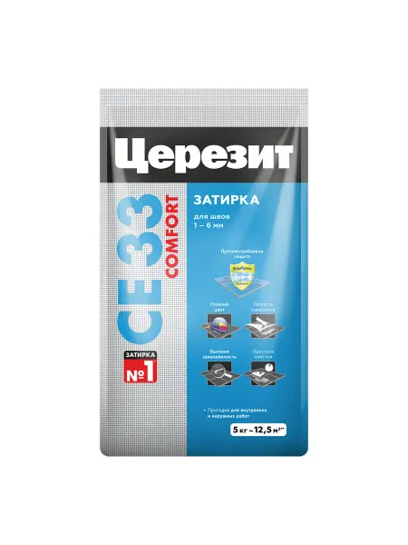 Церезит Затирка цементная CE 33 comfort 01 белая 2 кг