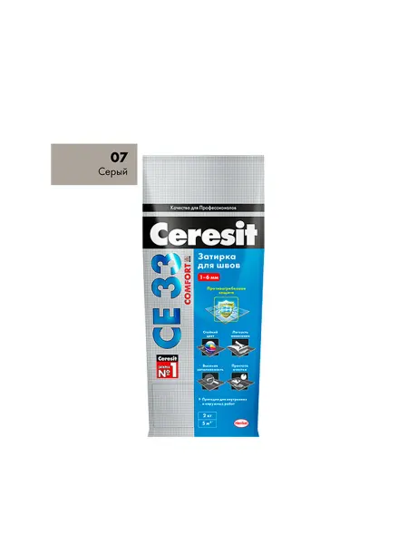 Церезит Затирка цементная CE 33 comfort 07 серая 2 кг