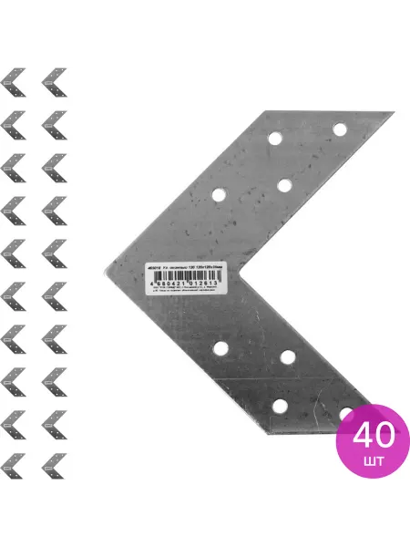 ROCKSOLID Крепежный уголок оконный, оцинкованный, 120х120х35х2мм, 40 ш