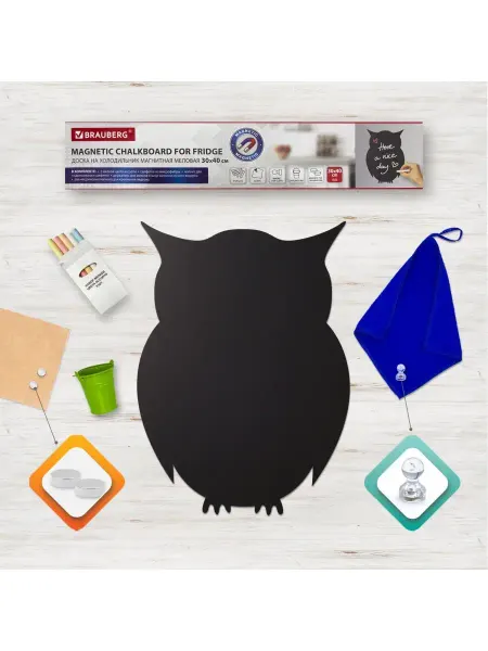 Brauberg Доска на холодильник магнитно-меловая 30х40см Baby Owl