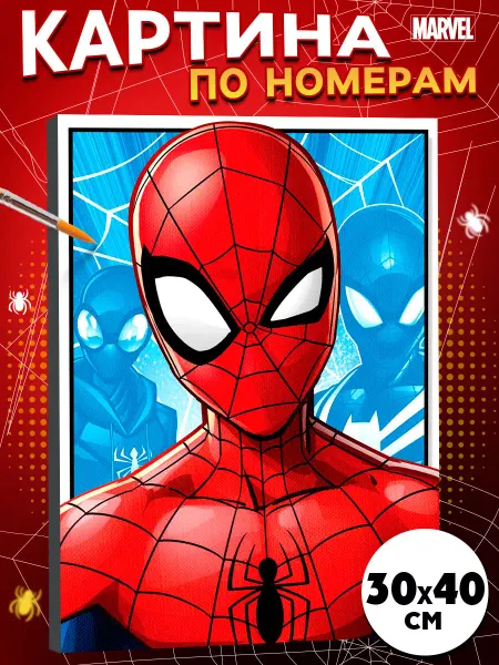 MARVEL Картина по номерам на холсте Человек Паук 30х40 см Марвел