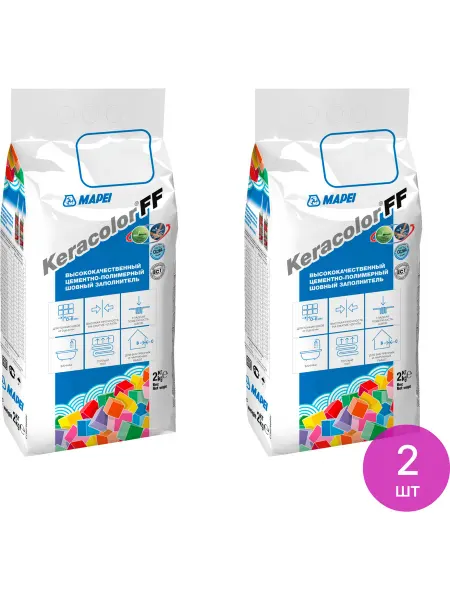 Mapei Затирка Keracolor FF для швов, №111 светло-серый, 2кг, 2 шт