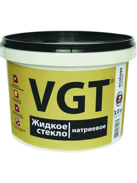 VGT Жидкое стекло натриевое для смесей и гидроизоляции, 3 кг