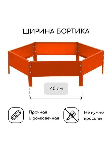 Оранжевая оцинкованная клумба с бортиками