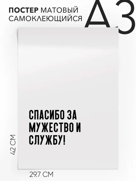 Постер 30х42 на стену Спасибо за мужество и службу