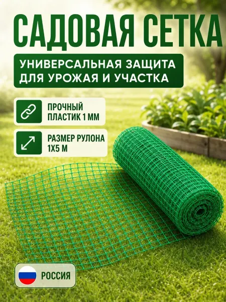 Greengo Сетка садовая пластиковая 1х5м зеленая 15х15мм