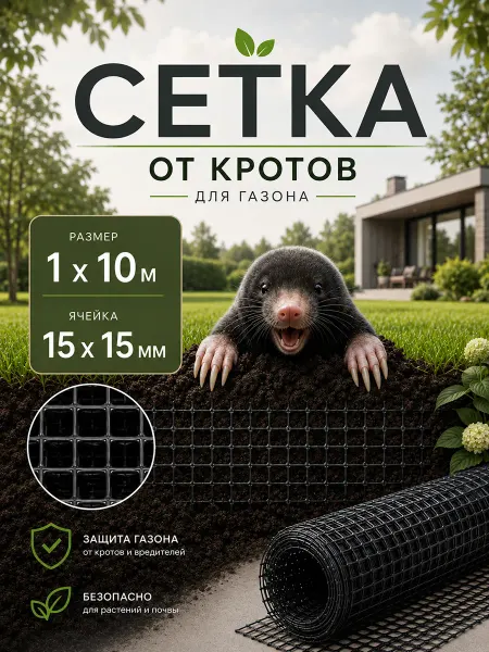 ЧЗМ Сетка от кротов, грызунов пластиковая для газона 1х10