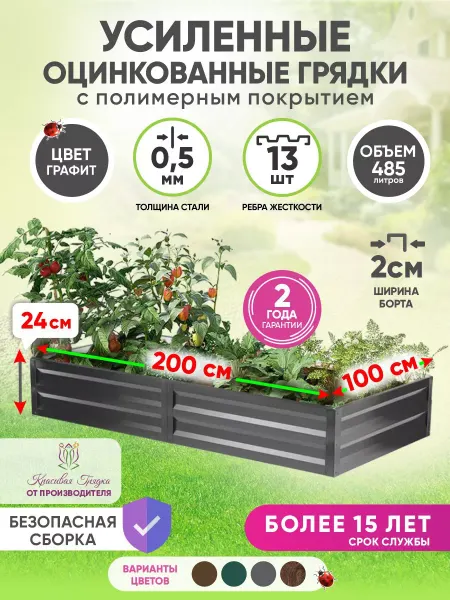 Красивая грядка Грядки оцинкованные для дачи и сада высокие 240 мм